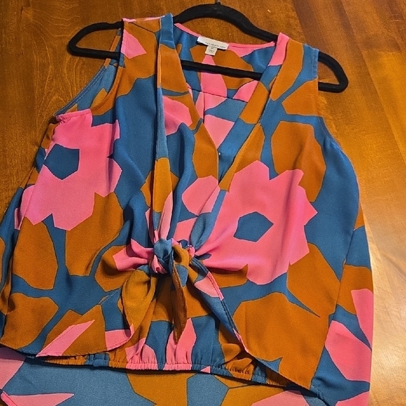 Floral Sleeveless Knot Top - Pink and Brown From Evereve - Picture 1 of 4